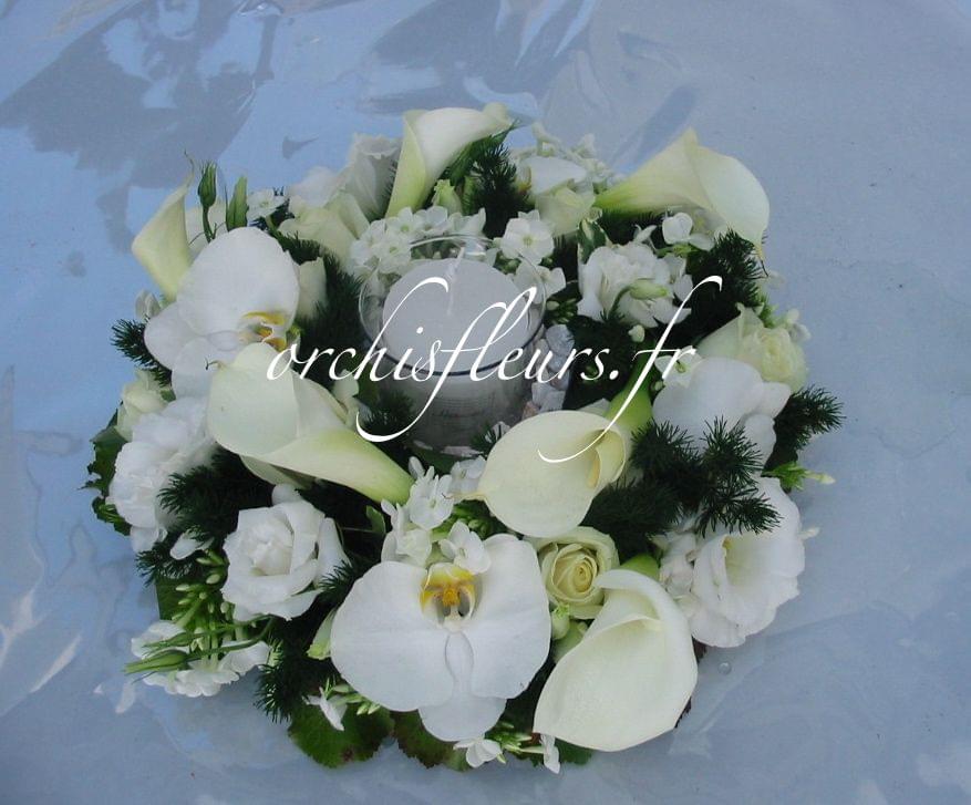 Centre de table rond fleuriste Bois d'Arcy