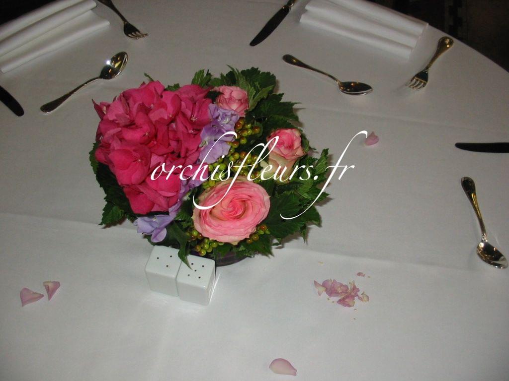 Centre de table rond fleuriste Bois d'Arcy