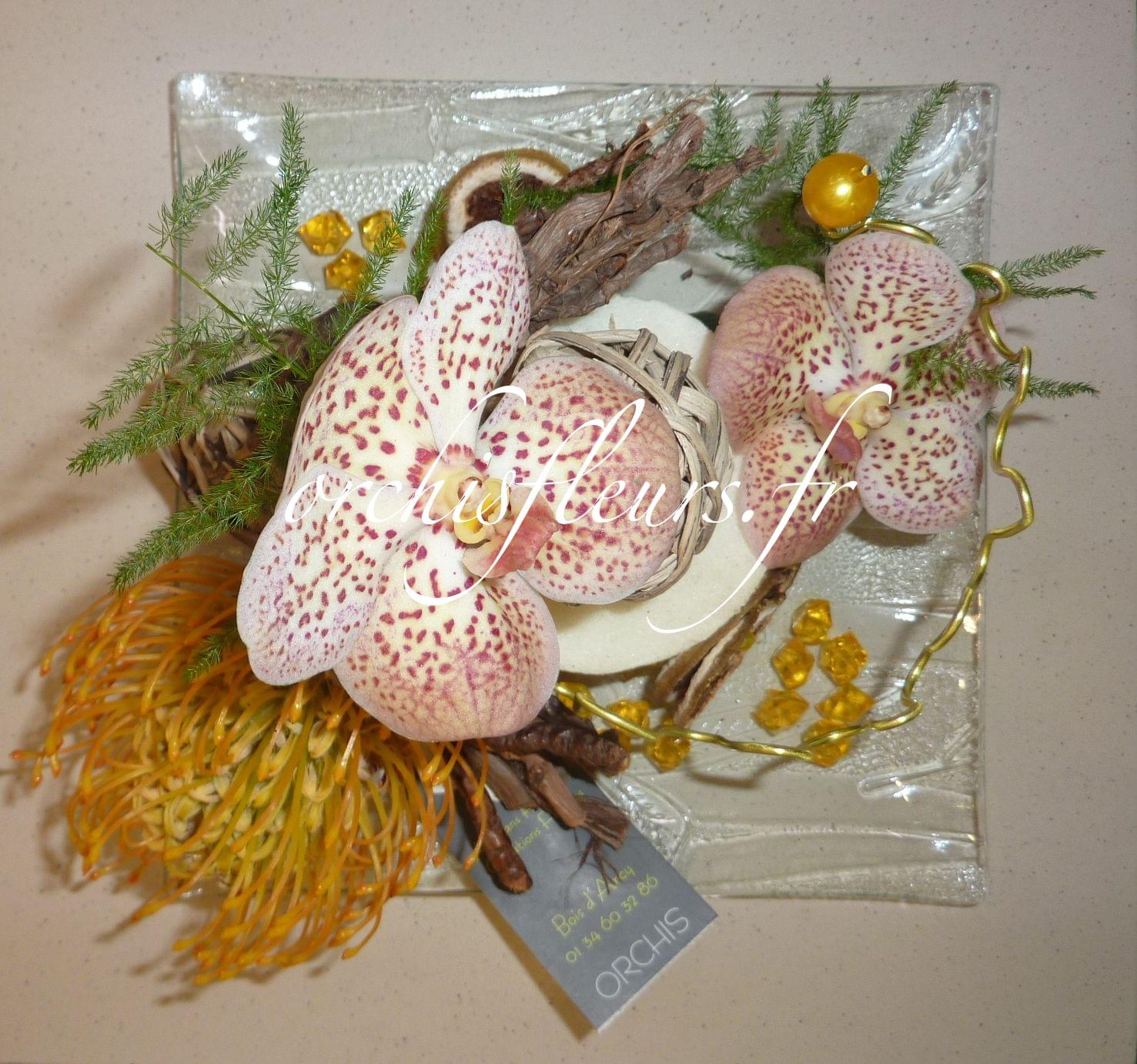 Centre de table rond fleuriste Bois d'Arcy