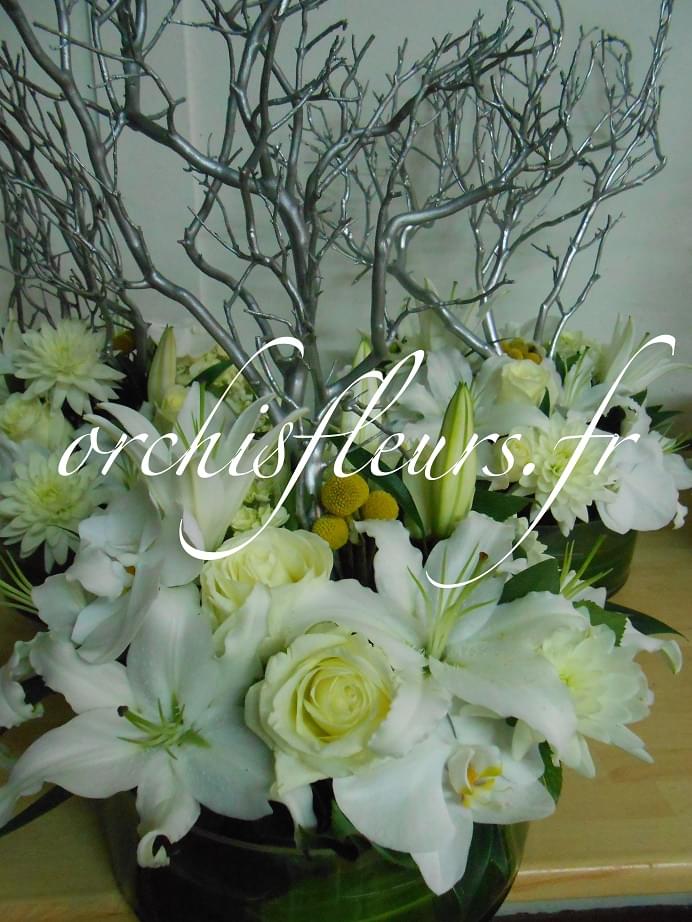 Centre de table rond fleuriste Bois d'Arcy
